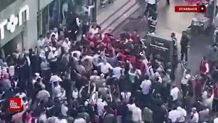Diyarbakır'da terör elebaşına yönelik slogan attılar: Polis müdahale etti