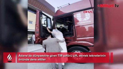 TIR şoförü çiftten dikkat çeken düğün dansı! 'Evimizi sırtımızda taşıyoruz'