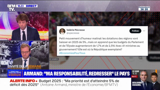 Hausse des budgets du Parlement et de l'Élysée: Je ne pense pas que cette augmentation soit compréhensible pour nos concitoyens , déclare Antoine Armand, ministre de l'Économie