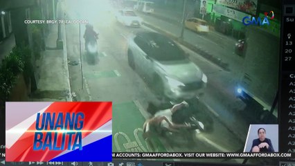 Motorsiklong lumipat ng lane, nasalpok ng SUV; rider at angkas, sugatan | Unang Balita