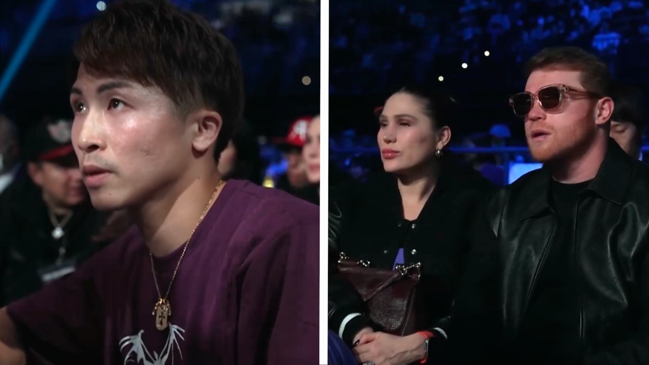 Canelo Álvarez y Naoya Inoue en el mismo evento en Japón como espectadores; la gento los pide sobre el ring