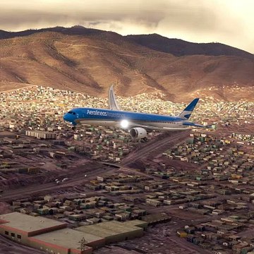 A aeronave Boeing 787 da Aerolineas Argentinas logo chegou ao aeroporto