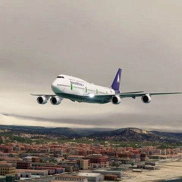 Aeromaritime Airways Avião Boeing 747 voando muito baixo varrendo as ondas