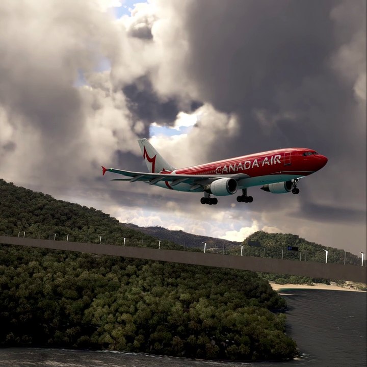 O avião Boeing da Canada Air Jets voou muito baixo quando estava prestes a pousar