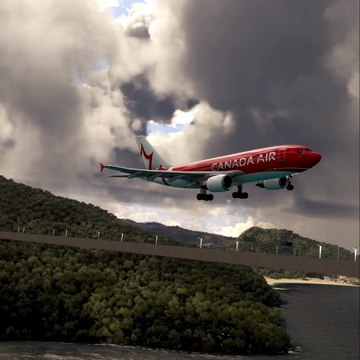 O avião Boeing da Canada Air Jets voou muito baixo quando estava prestes a pousar