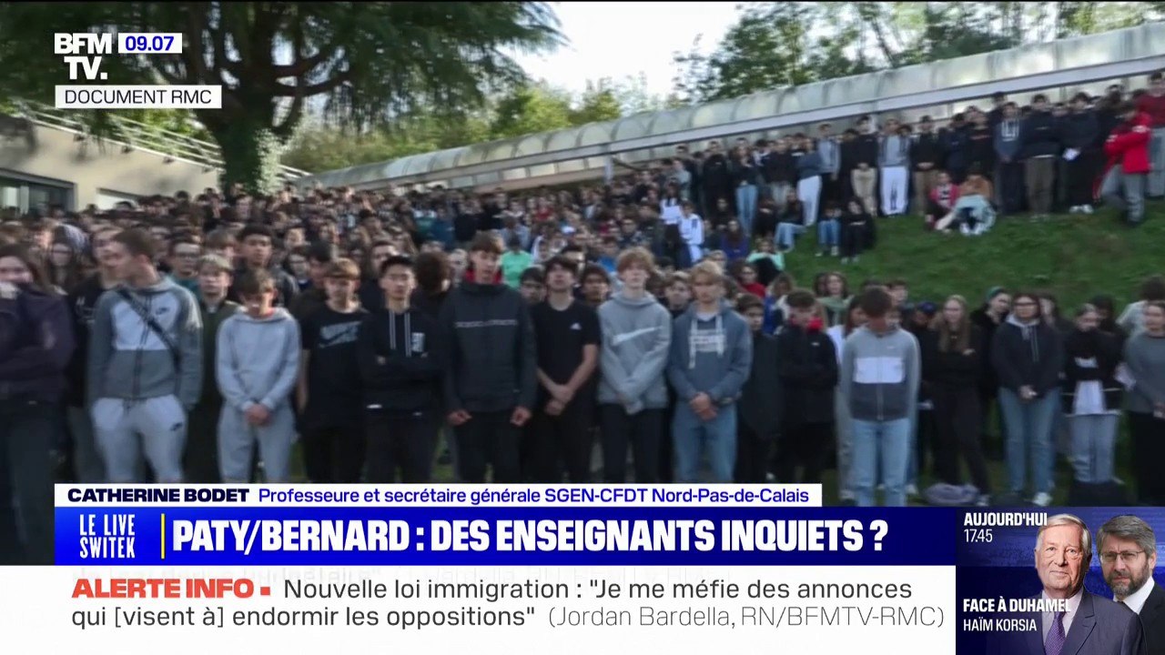 "Il est évident que les professeurs ont peur": Catherine Bodet (professeure et syndicaliste) fait part de la crainte de professeurs en ce jour d'hommage à Dominique Bernard et Samuel Paty