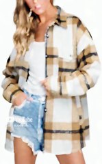 Beaully Women's Flannel Plaid Shacket Long Sleeve Button Down Shirts Jacket Coats with Side Pockets