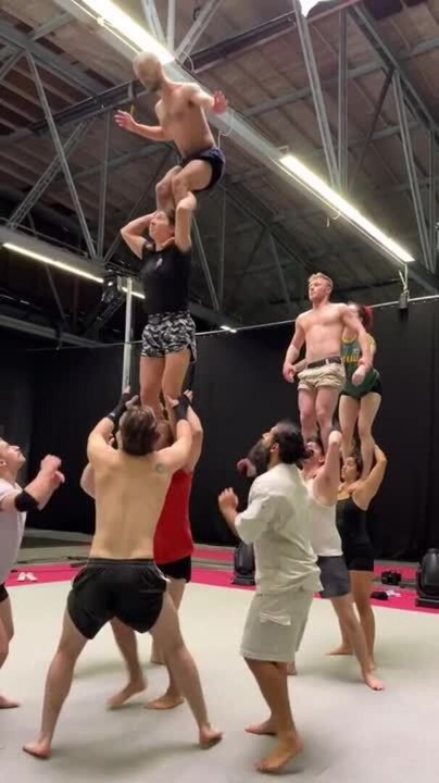 Circus Team Practices Challenging Move for Upcoming Show