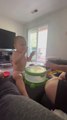 Toddler and Older Brother Play Music on Toy Drum for New Baby Brother