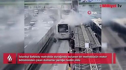 İstanbul'da metrobüs yangını! Panik anları