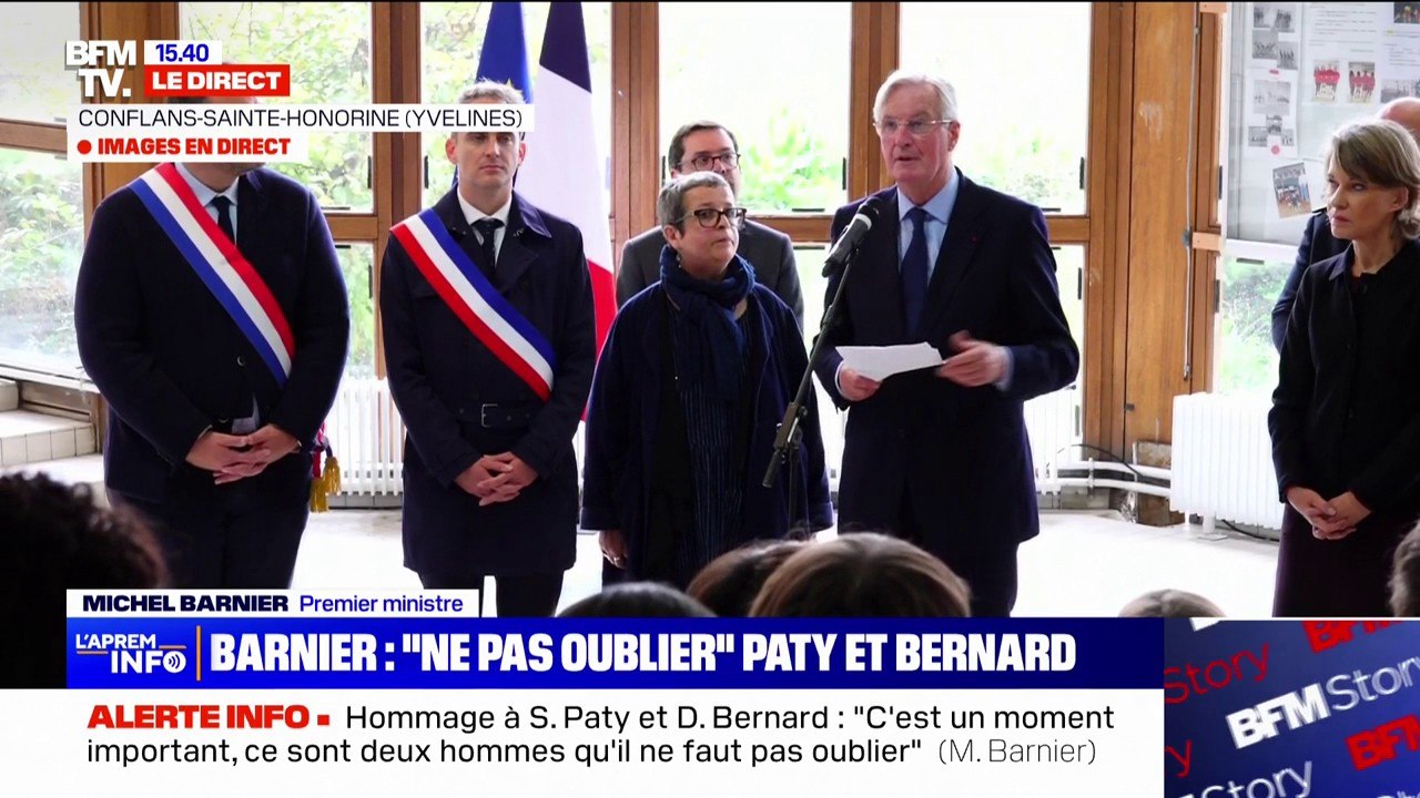 Hommage à Samuel Paty et Dominique Bernard: "Je veux vous dire le soutien et l'engagement de tout le gouvernement pour la sécurité et la sérénité", déclare Michel Barnier