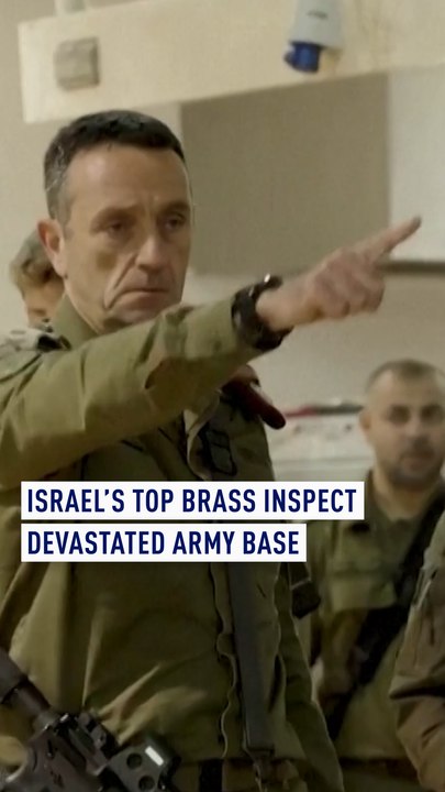Israel's top brass inspect devastated army base