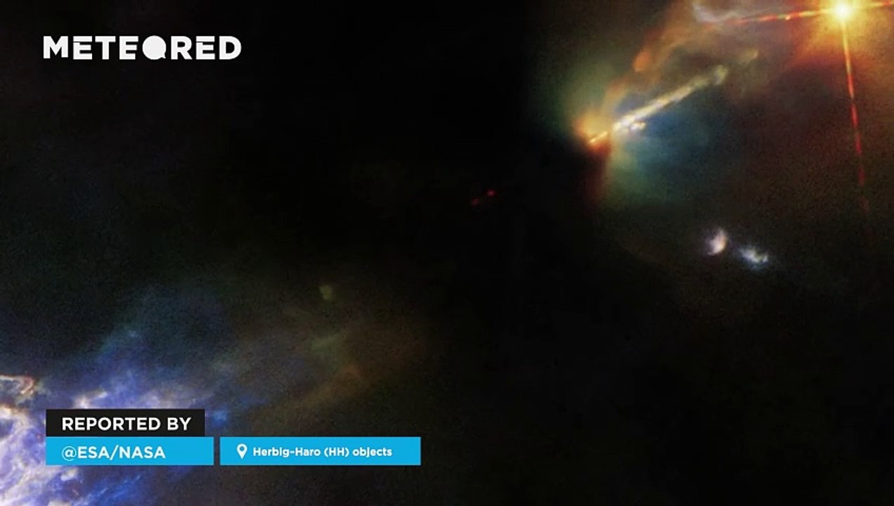 Impressive images captured by Hubble of the Herbig-Haro objects HH 1 and HH 2