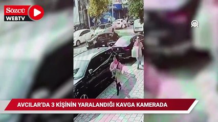 Avcılar'da 3 kişinin yaralandığı bıçaklı yol verme kavgası kamerada