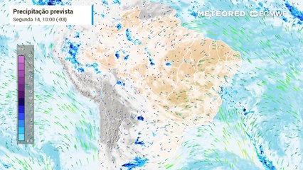 Previsão de nebulosidade e chuva até Quarta-feira (16).