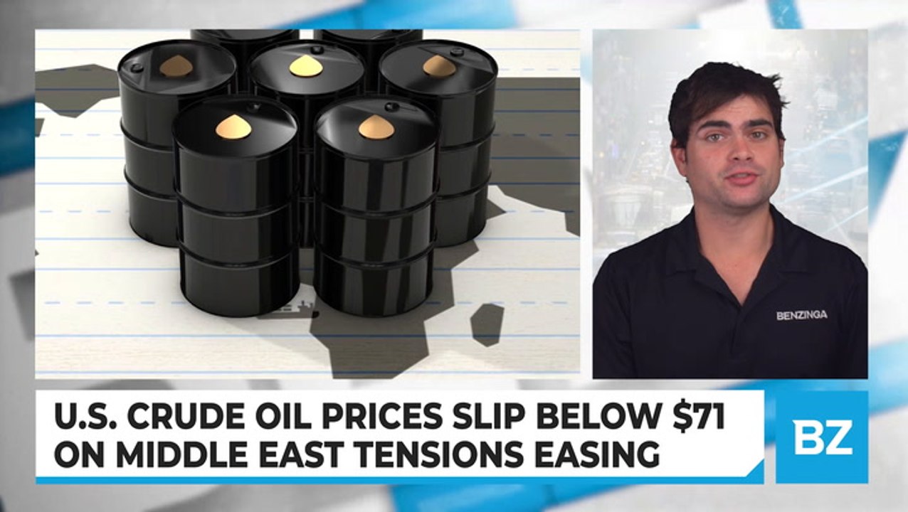 U.S. Crude Oil Prices Slip Below $71 on Middle East Tensions Easing