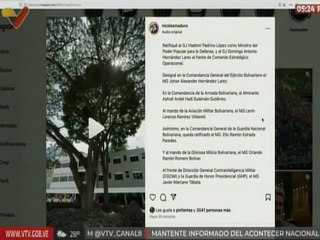 Jefe de Estado anunció cambios en el Estado Mayor Superior de La FANB