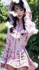 Lady in Pink Captures Hearts in a Blooming