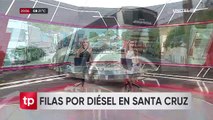 Filas de motorizados que buscan diésel en Santa Cruz