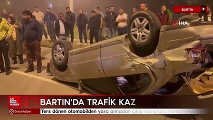 Bartın'da ters dönen otomobilden yara almadan çıkıp kayıplara karıştılar