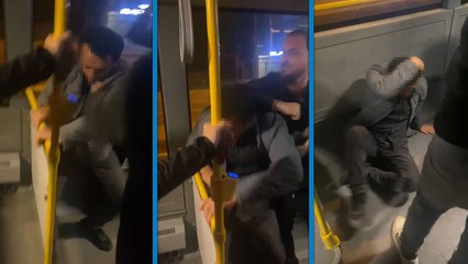 İstanbul Eyüpsultan'da durakta bekleyen kadını taciz eden şüpheliyi otobüstekiler darbetti