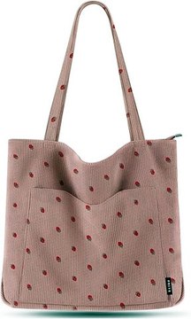 Prite Corduroy Tote Bag for Women Large Shoulder Bag with Zipper