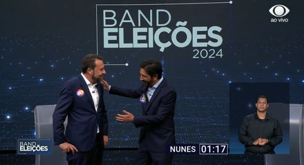 Nunes e Boulos se abraçam após troca de acusações em debate em SP