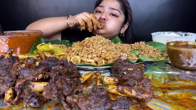 5 KG SPICY KALO MANGSHO (KALA MUTTON) WITH KABULI CHANA PULAO AND SPICY CHICKEN GRAVY, RAITA _ ASMR