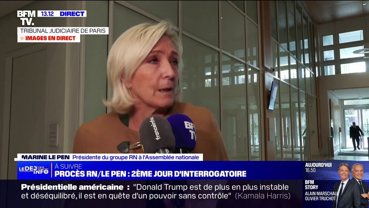 "Je suis sereine": Marine Le Pen s'exprime au deuxième jour de son interrogatoire au procès des assistants parlementaires du RN
