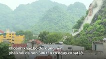 Khoảnh khắc dùng mìn phá khối đá 300 tấn nguy cơ sạt lở