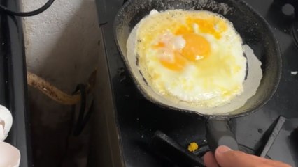 Boy's fried egg hopes shattered as egg lands behind stove after failed flip