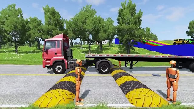 Double Flatbed Trailer Truck vs Speedbumps Train vs Cars | Tractor vs Train Beamng.Drive 015 zonetak #beamngdrive #beamngdrivemods #doublespeedbumps #beamng #traincrash #beamngcrashes #carrescue #doubleflatbedtrailer #simulationvideogame #trickshots #zone