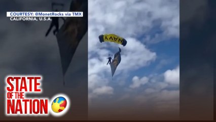Naka-parachute na U.S. Navy, aksidenteng nag-landing sa mga nanonood ng air show | SONA