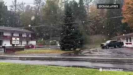 Early snow arrives on a crisp fall day in New York