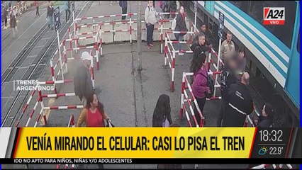 SE SALVÓ DE MILAGRO: VENÍA MIRANDO EL CELULAR Y CASO LO PISA EL TREN