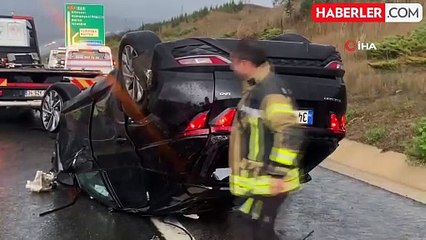 Kuzey Marmara Otoyolu'nda Takla Atan Araçta 4 Yaralı
