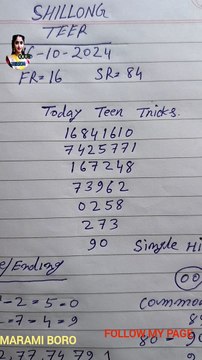 Shillong Teer Target Today Single Hit (00) 16/10/2024