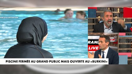 Download Video: Échange tendu en plateau sur la piscine fermée au grand public mais ouverte à des femmes en burkini