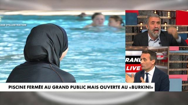 Échange tendu en plateau sur la piscine fermée au grand public mais ouverte à des femmes en burkini