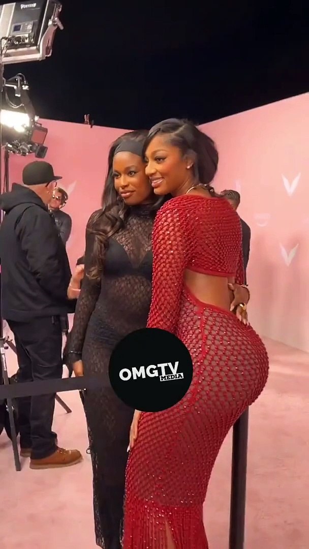angel reese red dress Angel Reese & Coco Jones met each other at the VS Fashion Show