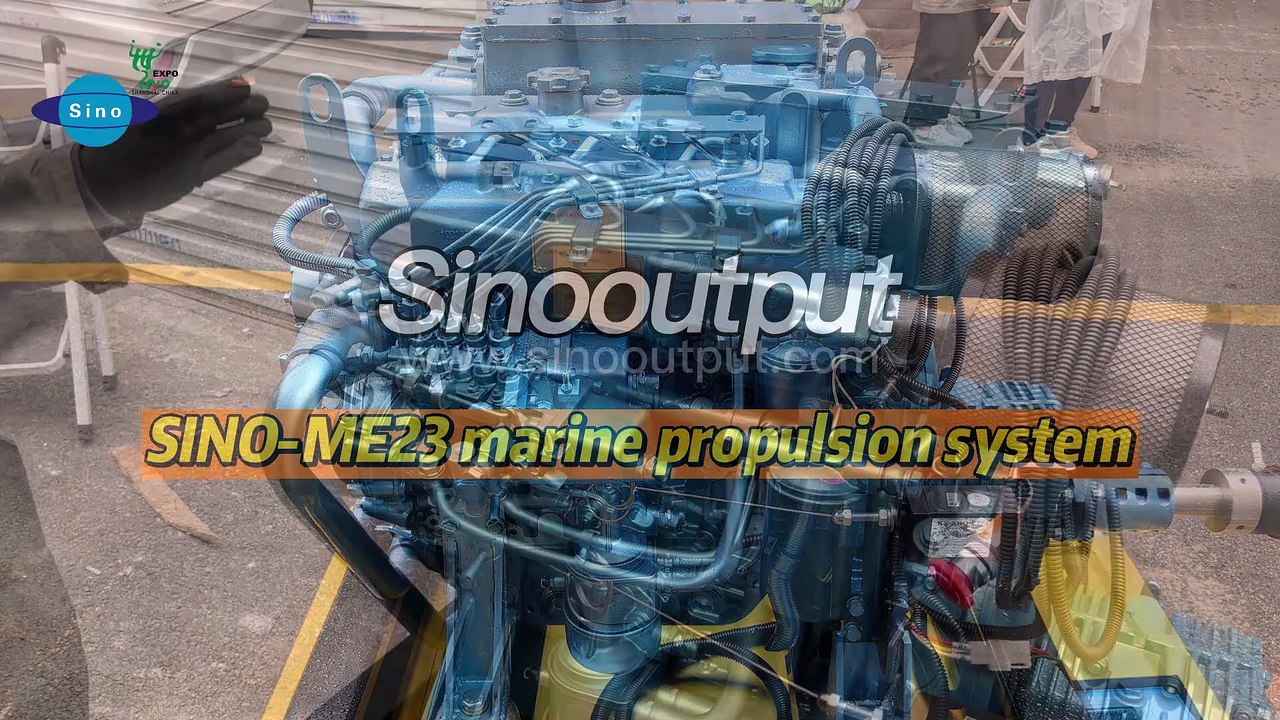 Sinooutput patent Isuzu propulsion system from 20-75hp. Model SINO-ME23, Engine 23KW/1800rpm, Gearbox ratio 1.88:1, Shaft length: 1200mm,Propller: bronze CU3, 4 blades dia 400mm.