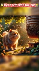 Bee's attack on the Cat.#ai#viralshorts#viralvideo#pets.