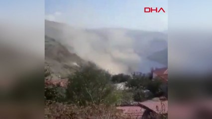 Malatya’daki deprem anında dağda toz bulutu oluştu