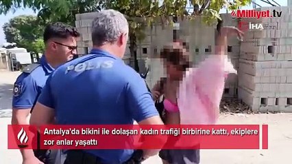 Polislerin trafikteki bikinili kadınla imtihanı: Sizi Ağrı'ya sürdüreceğim