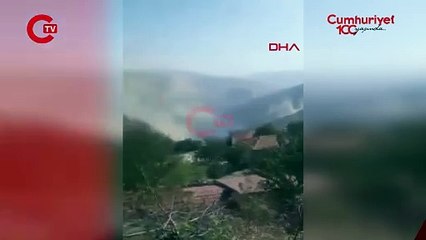 Malatya'daki deprem anında dağda toz bulutu oluştu