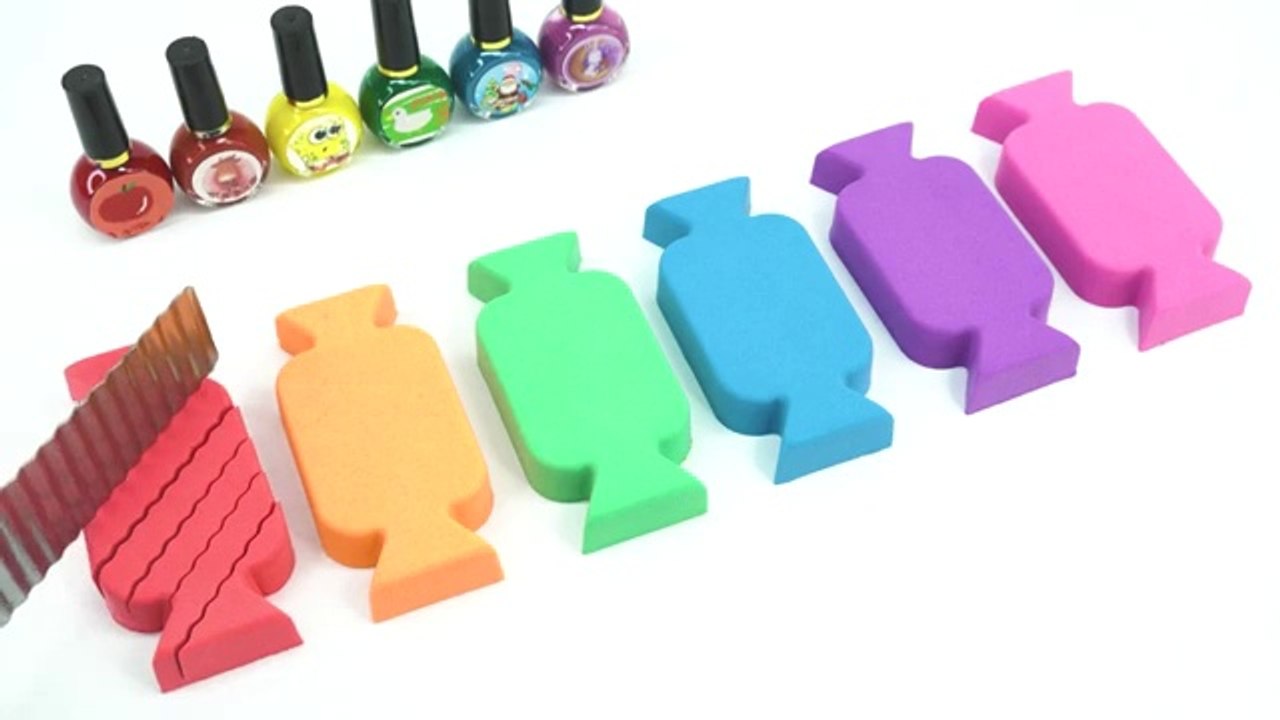 How to make kinetic rainbow candy and nail polish cutting ASMR