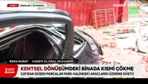 Kentsel dönüşümdeki binada kısmi çökme: Park halindeki araçlar zarar gördü