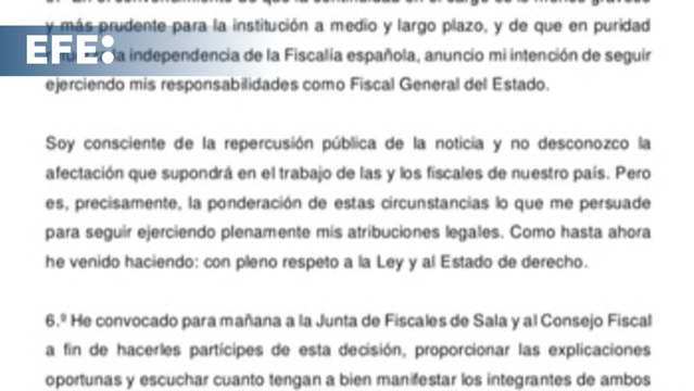 El fiscal general del Estado seguirá en su cargo pese a haber sido imputado por el Supremo