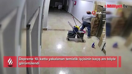 Depreme 10. katta yakalandı! Kaçış anı böyle görüntülendi