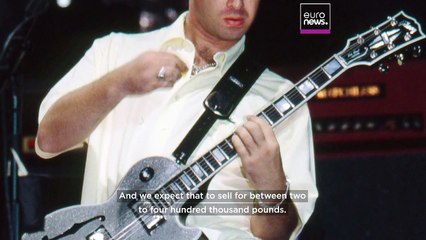Oasis memorabilia auction to feature Noel Gallagher’s silver sparkle guitar and Liam’s tambour